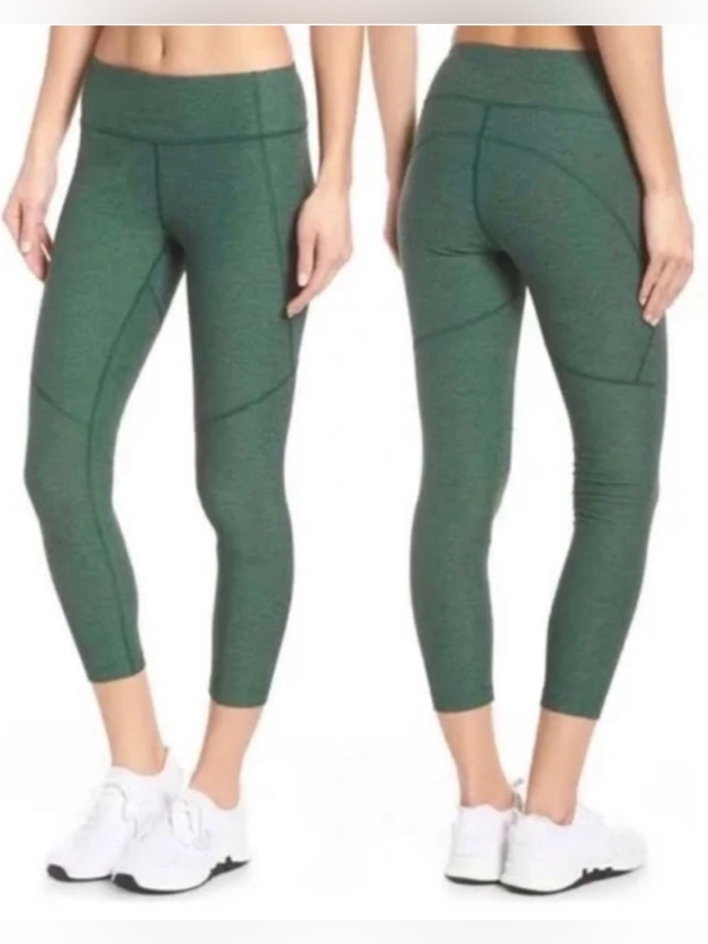 Outdoor Voices Warmup 3/4 Leggings Forest Green Heathered High Rise Medium EUC
